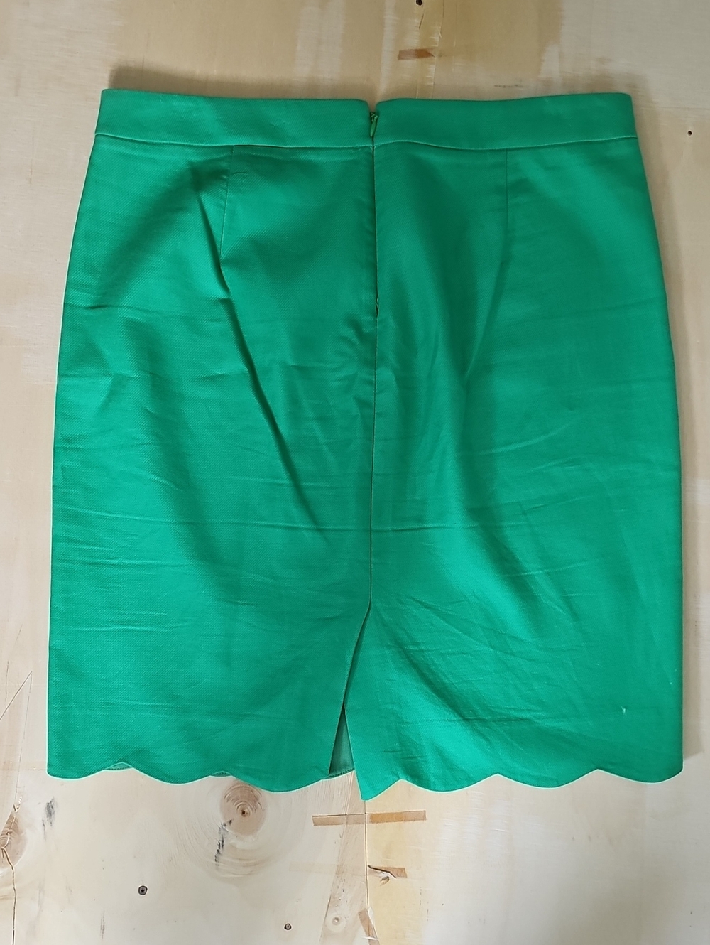 J. Crew Bright Green Scallop-Hem Pencil Skirt - Picture 3 of 6